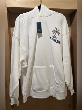 Wild Fable Brazil Palm Tree Graphic Hoodie - White Size Large